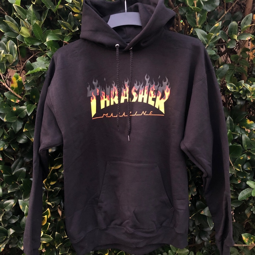 NWT Thrasher flame hoodie men’s medium black
